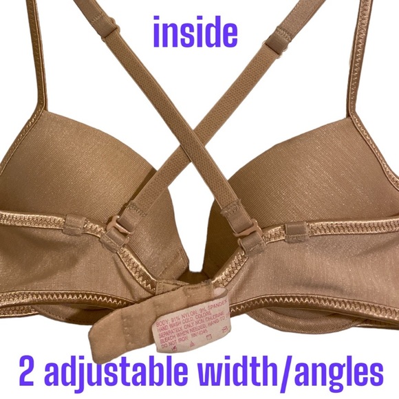 VGUC 32A Lily of France Nude Push-Up Lightly Padded Convertible X Crossed Straps - Picture 2 of 7
